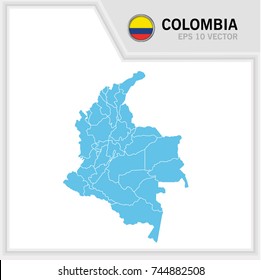Colombia map and flag in white background