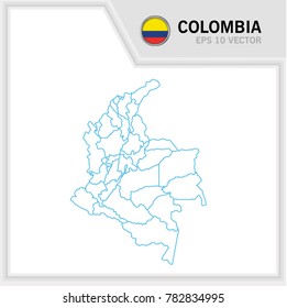 Colombia map and flag in white background