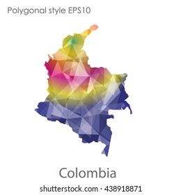 Colombia map in geometric polygonal style.Abstract gems triangle,modern design background.Vector illustration EPS10