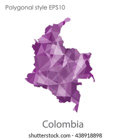 Colombia map in geometric polygonal style.Abstract gems triangle,modern design background.Vector illustration EPS10