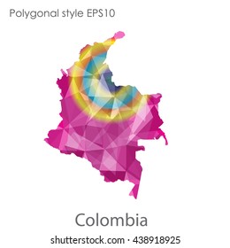 Colombia map in geometric polygonal style.Abstract gems triangle,modern design background.Vector illustration EPS10