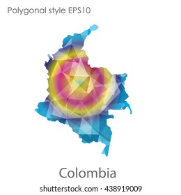 Colombia map in geometric polygonal style.Abstract gems triangle,modern design background.Vector illustration EPS10