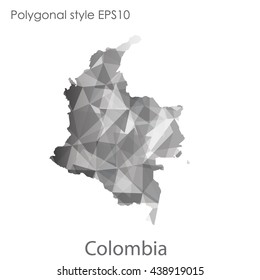 Colombia map in geometric polygonal style.Abstract gems triangle,modern design background.Vector illustration EPS10