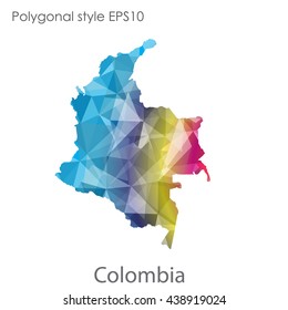 Colombia map in geometric polygonal style.Abstract gems triangle,modern design background.Vector illustration EPS10