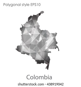 Colombia map in geometric polygonal style.Abstract gems triangle,modern design background.Vector illustration EPS10