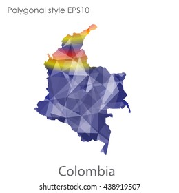 Colombia map in geometric polygonal style.Abstract gems triangle,modern design background.Vector illustration EPS10