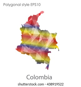 Colombia map in geometric polygonal style.Abstract gems triangle,modern design background.Vector illustration EPS10