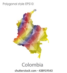 Colombia map in geometric polygonal style.Abstract gems triangle,modern design background.Vector illustration EPS10