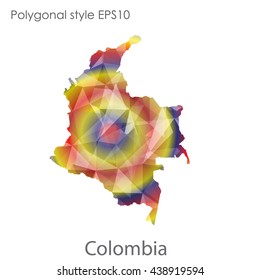 Colombia map in geometric polygonal style.Abstract gems triangle,modern design background.Vector illustration EPS10