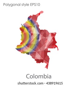 Colombia map in geometric polygonal style.Abstract gems triangle,modern design background.Vector illustration EPS10
