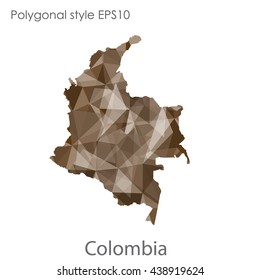Colombia map in geometric polygonal style.Abstract gems triangle,modern design background.Vector illustration EPS10