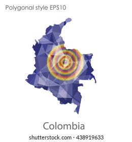 Colombia map in geometric polygonal style.Abstract gems triangle,modern design background.Vector illustration EPS10