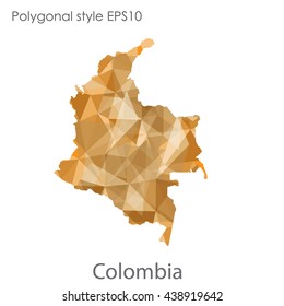 Colombia map in geometric polygonal style.Abstract gems triangle,modern design background.Vector illustration EPS10