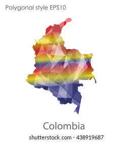 Colombia map in geometric polygonal style.Abstract gems triangle,modern design background.Vector illustration EPS10