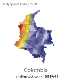 Colombia map in geometric polygonal style.Abstract gems triangle,modern design background.Vector illustration EPS10