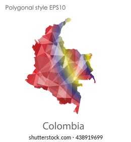Colombia map in geometric polygonal style.Abstract gems triangle,modern design background.Vector illustration EPS10