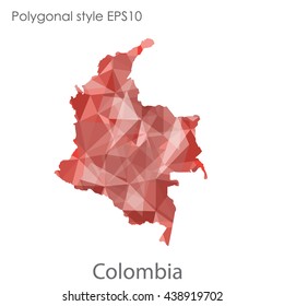 Colombia map in geometric polygonal style.Abstract gems triangle,modern design background.Vector illustration EPS10