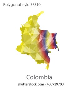 Colombia map in geometric polygonal style.Abstract gems triangle,modern design background.Vector illustration EPS10