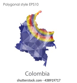Colombia map in geometric polygonal style.Abstract gems triangle,modern design background.Vector illustration EPS10
