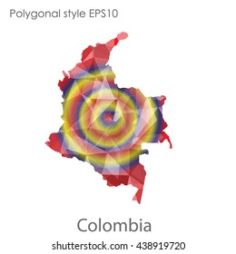 Colombia map in geometric polygonal style.Abstract gems triangle,modern design background.Vector illustration EPS10