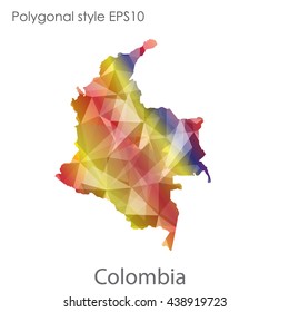 Colombia map in geometric polygonal style.Abstract gems triangle,modern design background.Vector illustration EPS10