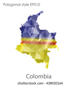 Colombia map in geometric polygonal style.Abstract gems triangle,modern design background.Vector illustration EPS10