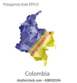 Colombia map in geometric polygonal style.Abstract gems triangle,modern design background.Vector illustration EPS10