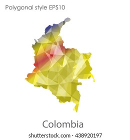Colombia map in geometric polygonal style.Abstract gems triangle,modern design background.Vector illustration EPS10