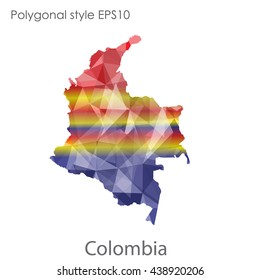 Colombia map in geometric polygonal style.Abstract gems triangle,modern design background.Vector illustration EPS10