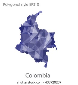 Colombia map in geometric polygonal style.Abstract gems triangle,modern design background.Vector illustration EPS10
