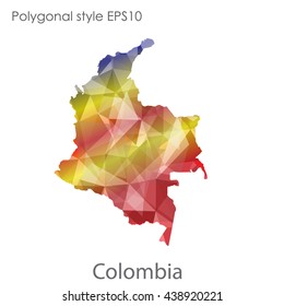 Colombia map in geometric polygonal style.Abstract gems triangle,modern design background.Vector illustration EPS10