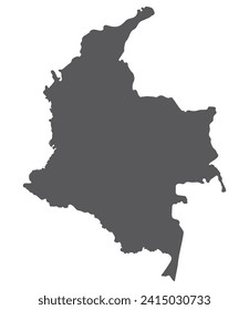 Colombia map. Map of Colombia in grey color