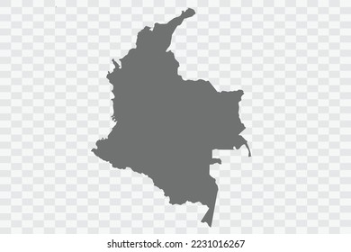 Colombia Map grey Color on White no demarcation line Background  Png