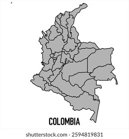 Colombia map in grey style isolated on white background. Vector illustration
