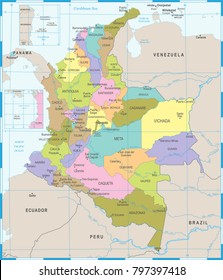 Colombia Map - High Detailed Vector Illustration