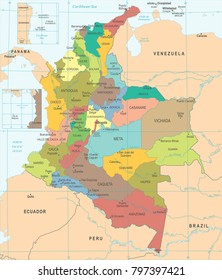 Colombia Map - High Detailed Vector Illustration