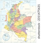 Colombia map - highly detailed vector illustration