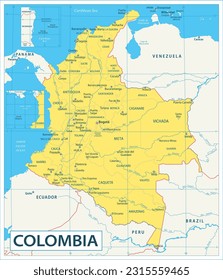 Colombia map - highly detailed vector illustration