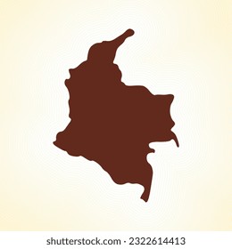 Colombia map icon. Country shape on radiant striped gradient background. Colombia vibrant poster. Artistic vector illustration.