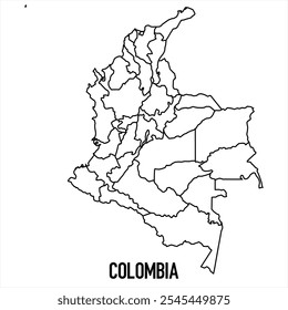 colombia map icon isolated on white background. Outline map. Simple line icon. Vector illustration