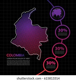 Colombia map infographic design template