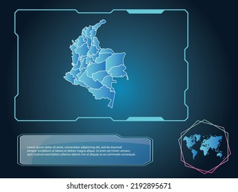 Kolumbien Map Infotechnologie Blue Color Element Collection Hintergrund