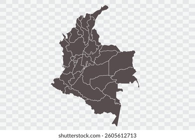 Colombia Map Minimalist  High-Quality PNG  Ash Color on Transparent Background Perfect for presentations infographics educational materials and graphic design projects