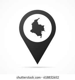 Colombia Map on location pin. Map pointer isolated on a white background.
Conceptual vector illustration.