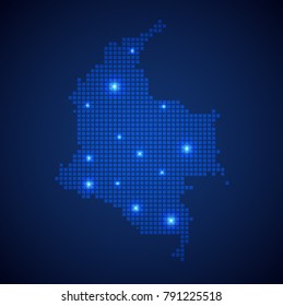 Colombia map page symbol for your web site design Colombia map logo, app, UI. Wire frame 3D mesh polygonal network line, design sphere, dot and structure. Colombia map.vector illustration eps 10