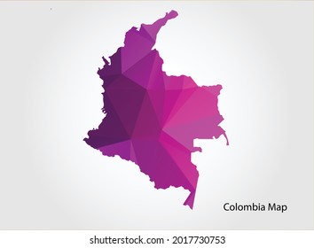 Colombia Map pink Color on white background polygonal