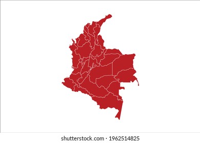 Colombia Map Red Color on White Backgound