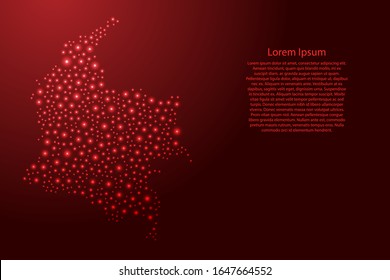 Mapa colombiano de estrellas del espacio rojo y brillante forma geométrica abstracta concepto. Ilustración vectorial.