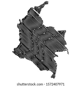 Colombia map scrible sketch line art vector design map black silhoutte isolated on white background