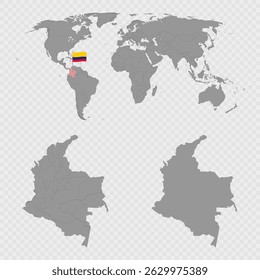 Colombia Map Set with World Localização.